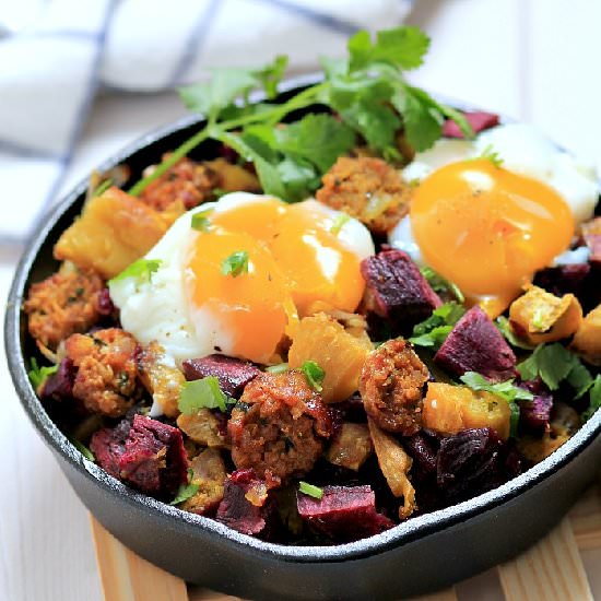 Sweet Potato and Thai Sausage Hash