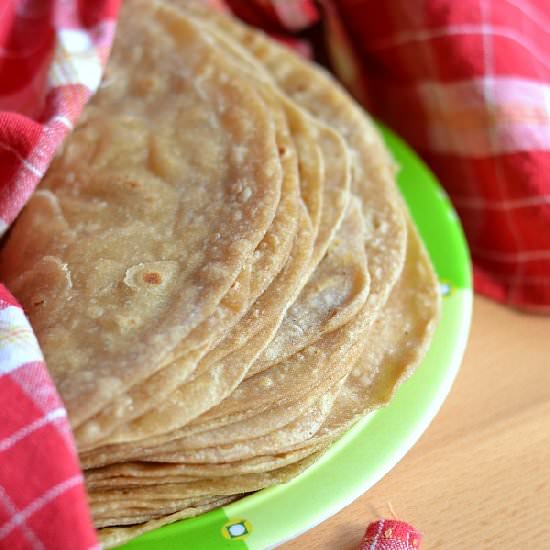 Vegan Whole Wheat Flour Tortillas