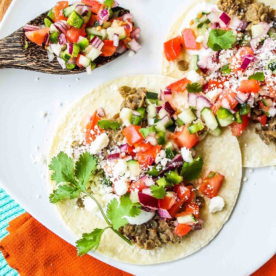 Greek Lentil Tacos