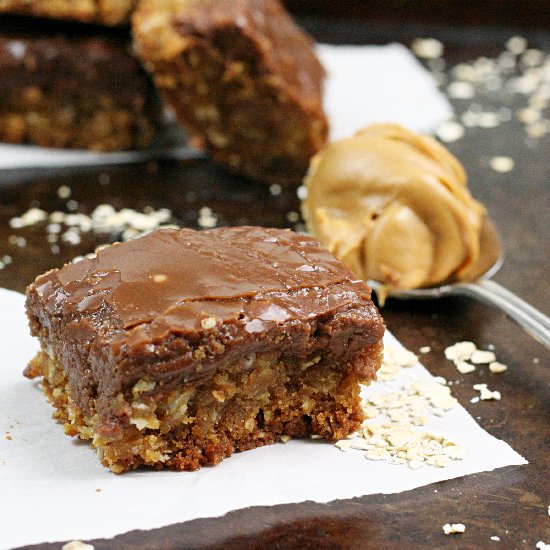 Chocolate Frosted Oatmeal PB Bars