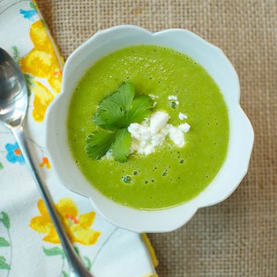 Spring Pea Soup with Feta Crumbles