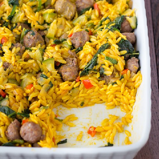 Spinach and Italian Sausage Orzo