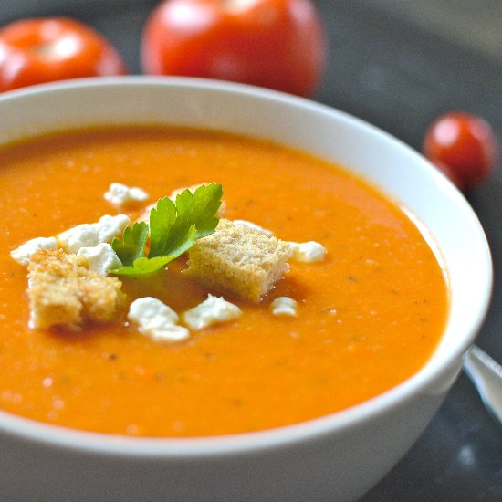 Roasted Tomato Bisque + Goat Cheese