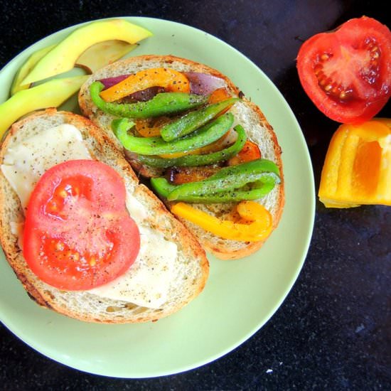 Avocado, Peppers & Cheddar Sandwich