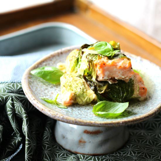 Salmon Roasted in Romaine