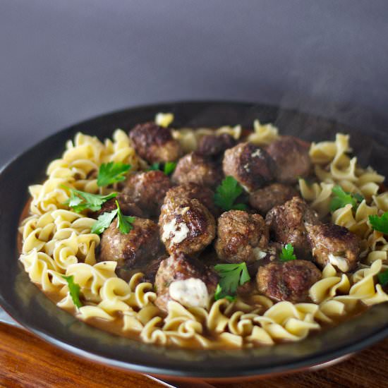 Mozzarella Meatballs with Noodles