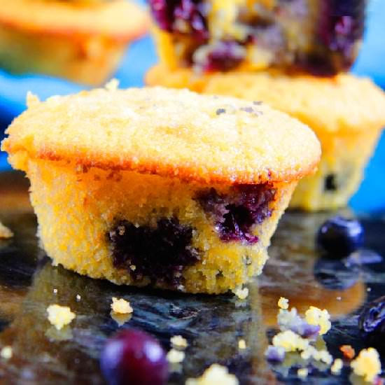 Blueberry Maple Cornbread Muffins