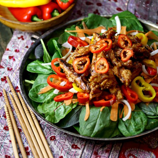 Chick’n Salad w Sriracha Satay Sauce