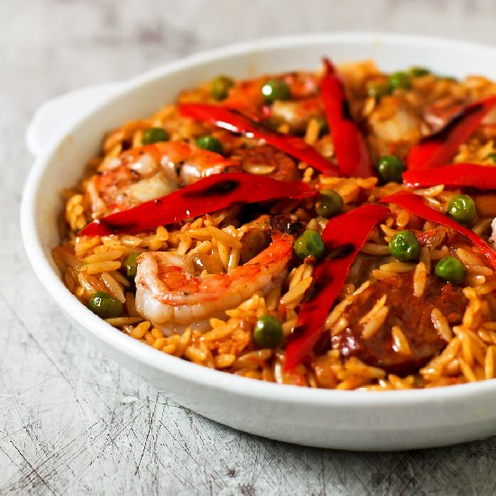 Spicy Mixed Orzo Paella