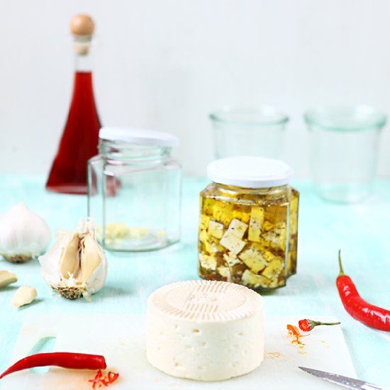 Hot Pickled Feta Cheese