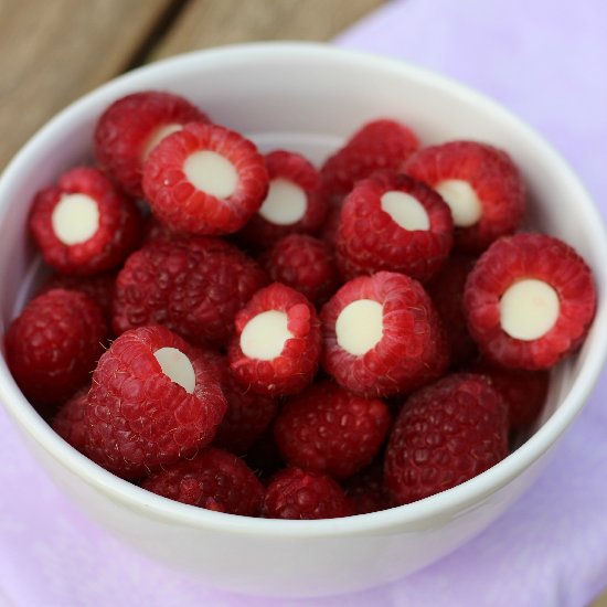 White Chocolate Stuffed Raspberries