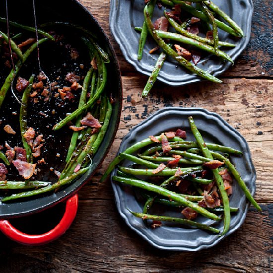 Green Beans with Bacon Beer Glaze