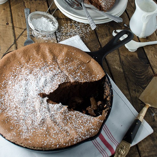 Dark Chocolate Skillet Soufflé