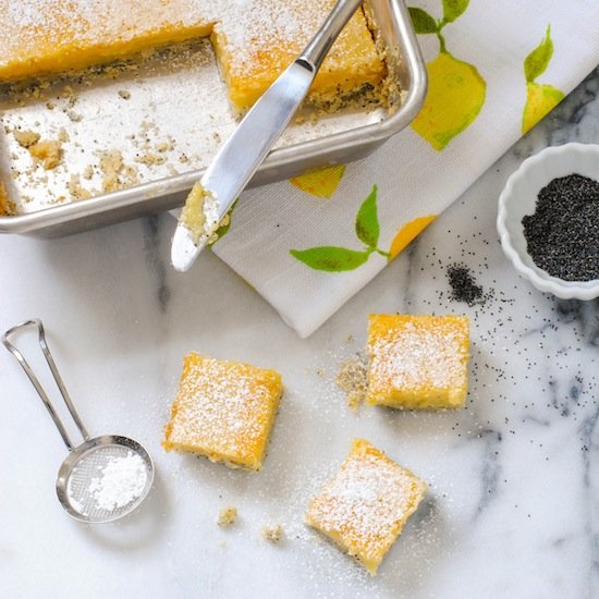 Meyer Lemon Bars w/ Poppyseed Crust