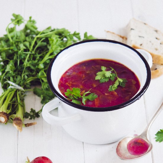 Red mountain spinach soup