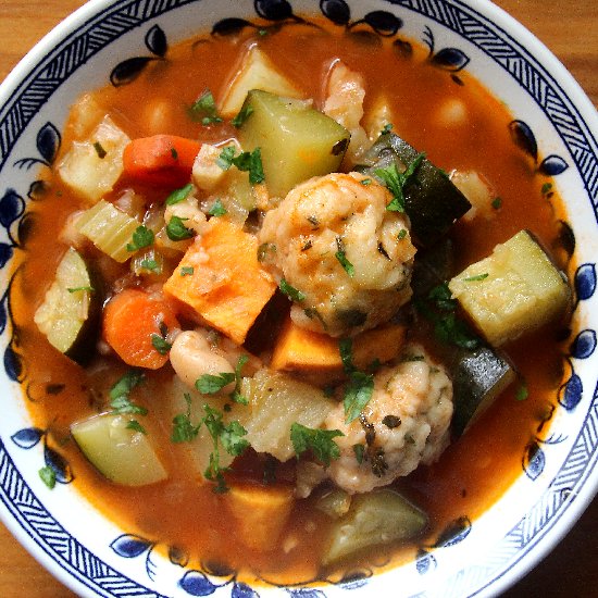 Veggie Soup w/ Parmesan Dumplings