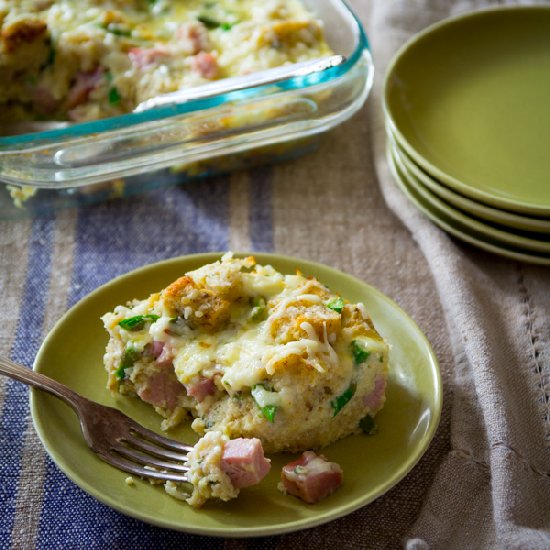 Ham and Asparagus Bread Pudding