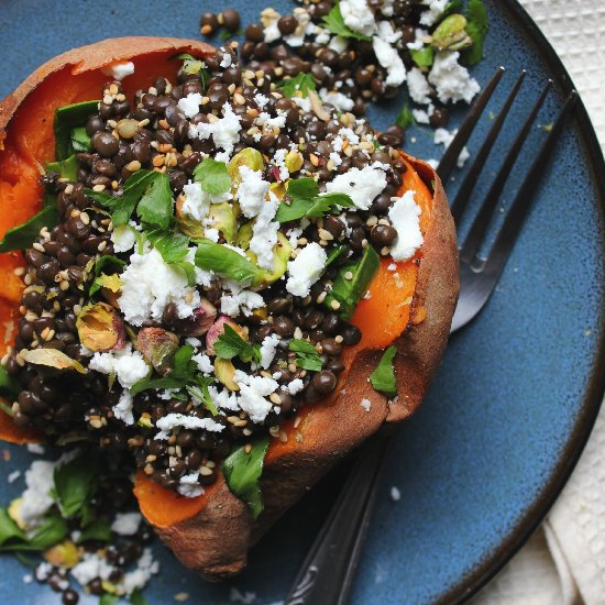 Lentil Stuffed Sweet Potatoes