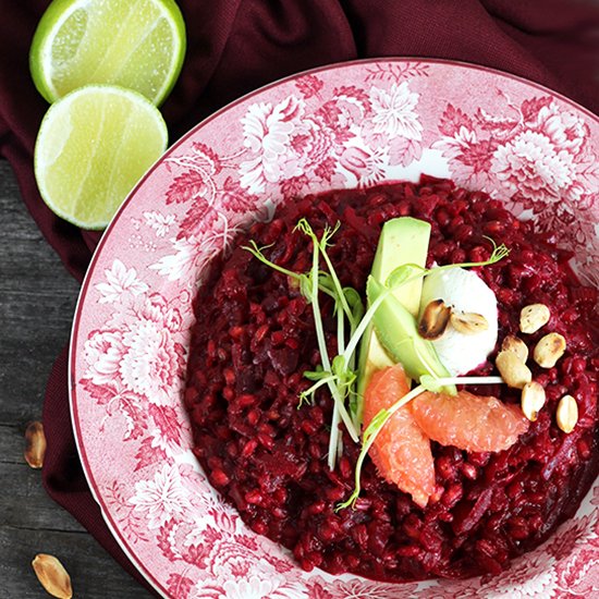 Beetroot pearl barley risotto