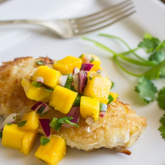 Coconut Crusted Chicken with Mango