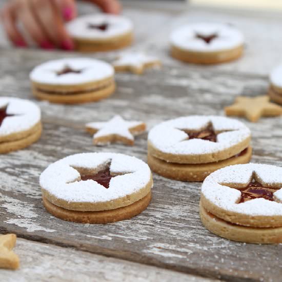 Peanut Butter & Jelly Linzer Cookie