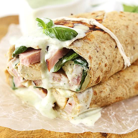 Chicken Cordon Bleu Ranch Wraps