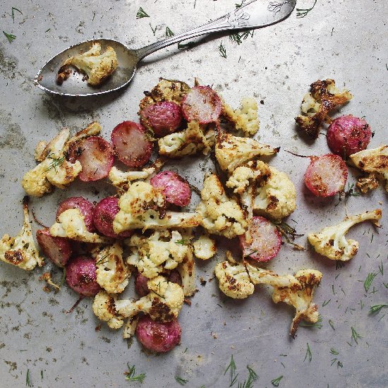 Roasted Cauliflower + Radishes