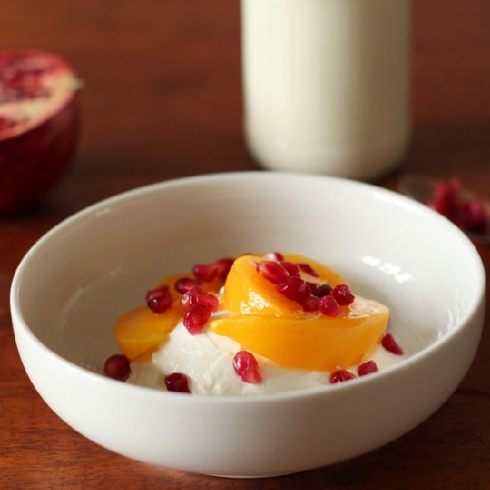 Yoghurt with Peaches & Pomegranate