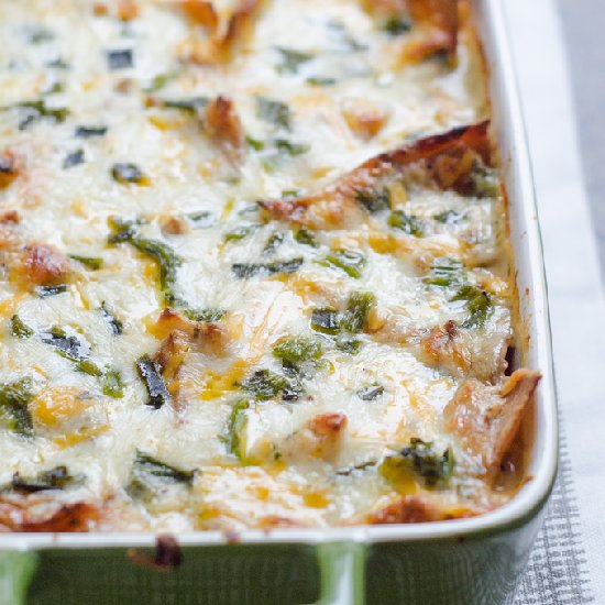 Creamy Poblano Tortilla Casserole