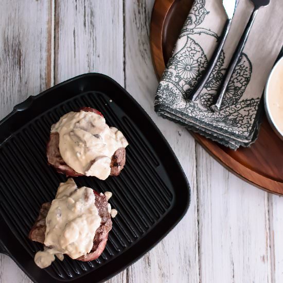 Steak w/ Mushroom Gorgonzola Sauce