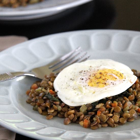 Savory Lentils with Eggs