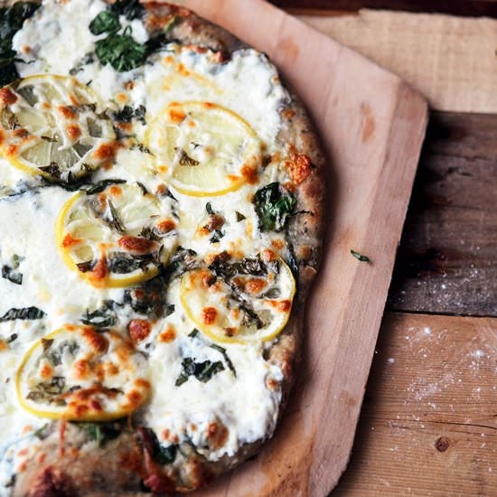 Lemon Basil Pizza with Spinach