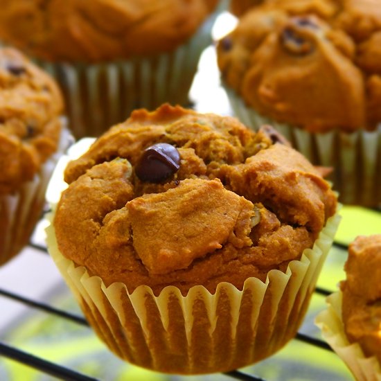 Eggless Whole Wheat Pumpkin Muffins