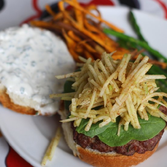 Rosemary Burgers with Apple Slaw