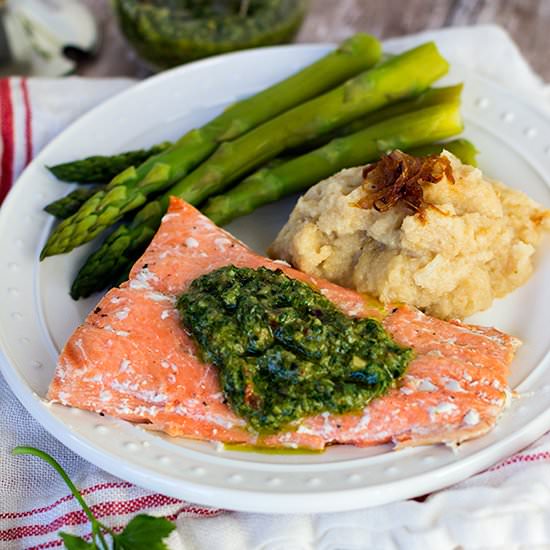 Baked Salmon with Chimichurri