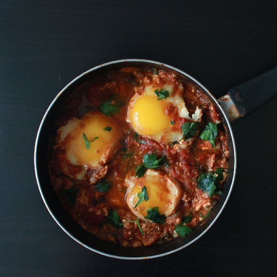 Shakshuka with Kale and Mushrooms