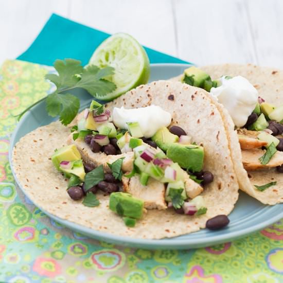 Chicken Tacos with Cucumber-Avocado