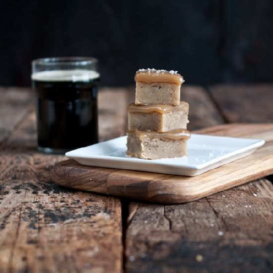 Salted Beer Caramel Topped Blondies