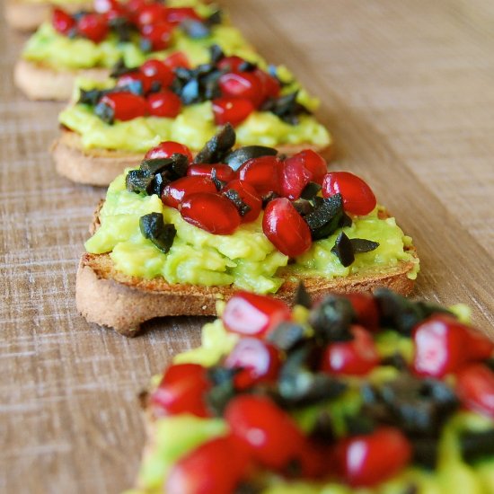 Pomegranate & Olive Crostini