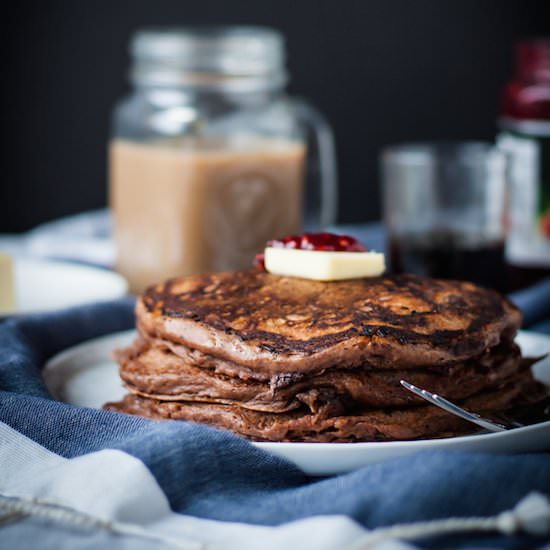 Chocolate Raspberry Swirl Pancakes