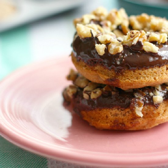 Banana Walnut Donuts With Chocolate