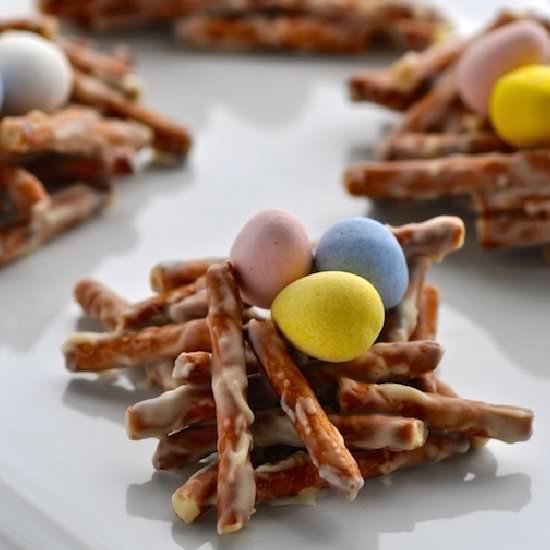 White Chocolate-Pretzel Nests