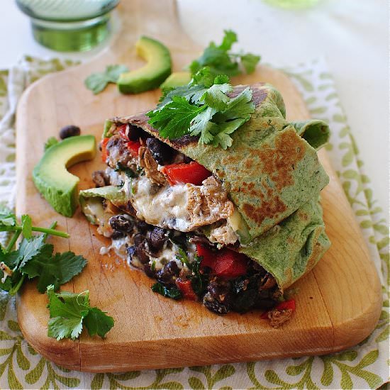 Salsa Verde Chicken Burritos