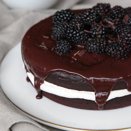 Chocolate Yoghurt Blackberry Cake