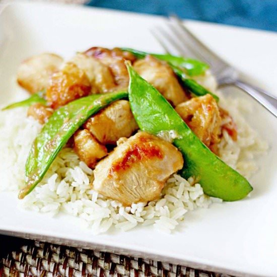 Rhubarb Chicken on Coconut Rice