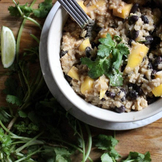 Peanutty Rice with Mango and Beans