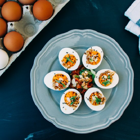 Miso Kimchi Deviled Eggs