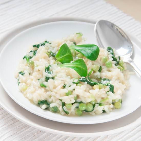 Risotto with Corn Salad and Peas