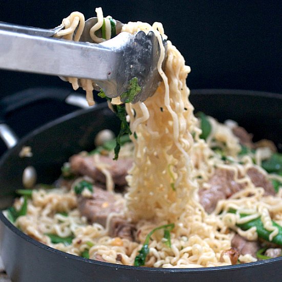 Buffalo Steak and Ramen Stir Fry