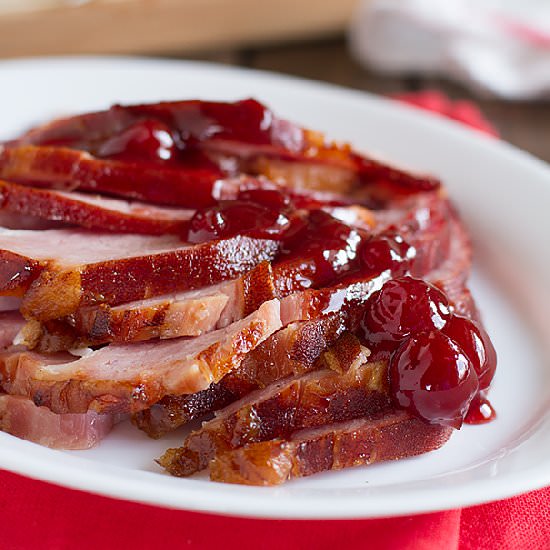 Cherry and Brown Sugar Glazed Ham